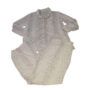 Victorias Secret Womens Pajama Set Light Purple Leopard Pockets Drawstring Sz S